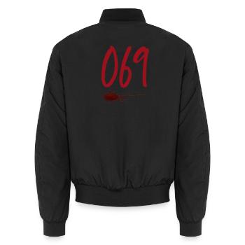 Postleitzahl Frankfurt 069 - Unisex Bomberjacke - Schwarz - Hinten - AI Model Male 185 light (185cm)