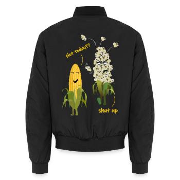 Mais Popcorn Heiß Wetter Sommer - Unisex Bomberjacke - Schwarz - Hinten - AI Model Male 185 light (185cm)