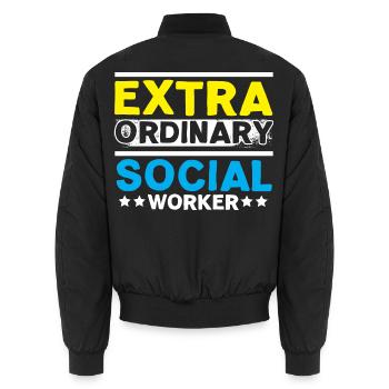 Extra Ordinary Social Worker Job Soziales Wohlbefi - Unisex Bomberjacke - Schwarz - Hinten - AI Model Male 185 light (185cm)