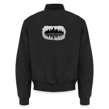 Forest - Forest Landscape Nature Trees - Unisex Bomber Jacket - black - Back - AI Model Male 185 light (185cm)