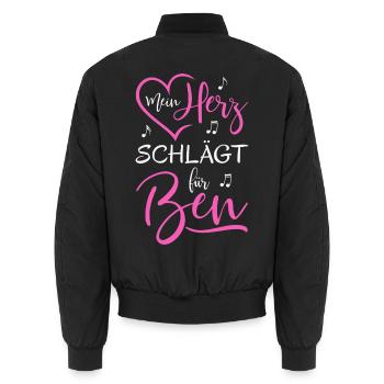 Mein Herz schlägt für Ben - Unisex Bomberjacke - Schwarz - Hinten - AI Model Male 185 light (185cm)