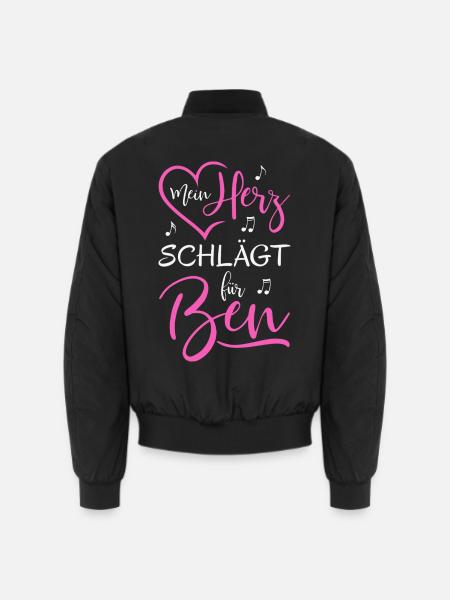Mein Herz schlägt für Ben - Unisex Bomberjacke - Schwarz