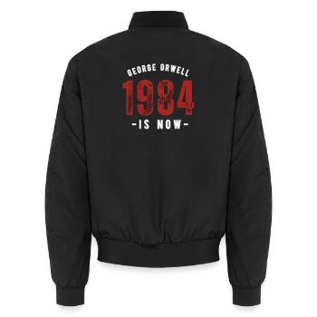 GEORGE ORWELL 1984 - Unisex Bomberjacke - Schwarz - Hinten - AI Model Male 185 light (185cm)