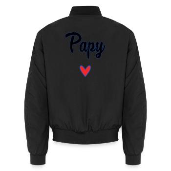 PAPY. FÊTE DES PÈRES. BONNE FÊTE PAPY. JE T'AIME. - Bomber unisexe - noir - Dos - AI Model Male 185 light (185cm)