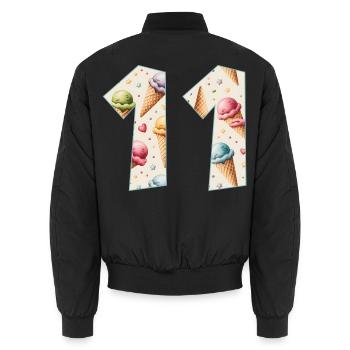 CREAM NUMBER 11 YEARS CREAM 11TH BIRTHDAY - Unisex Bomber Jacket - black - Back - AI Model Male 185 light (185cm)