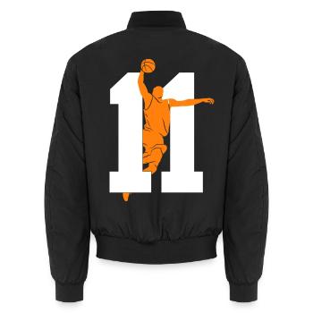 NUMBER 11 BASKETBALL 11TH BIRTHDAY - Unisex Bomber Jacket - black - Back - AI Model Male 185 light (185cm)
