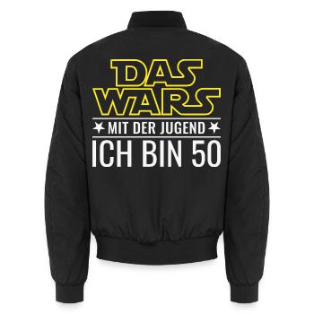 50. Geburtstag Das wars mit der Jugend - Unisex Bomberjacke - Schwarz - Hinten - AI Model Male 185 light (185cm)