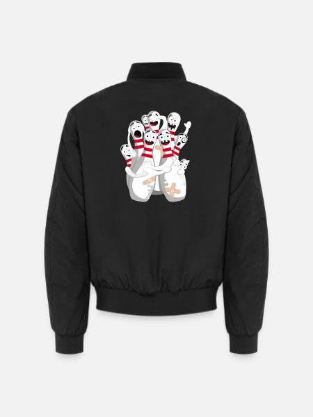 Lustige Bowlingkegel mit Angst vor der Kugel - Unisex Bomberjacke - Schwarz