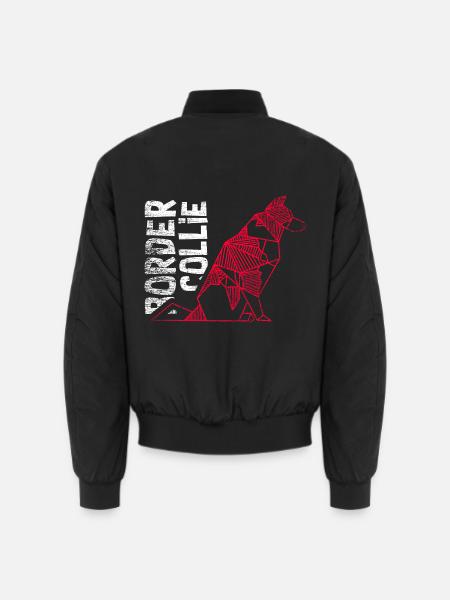 Geometrischer Border Collie Mathefan - Unisex Bomberjacke - Schwarz