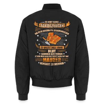 Maurer Lustiges Maurermeister Geschenk - Unisex Bomberjacke - Schwarz - Hinten - AI Model Male 185 light (185cm)