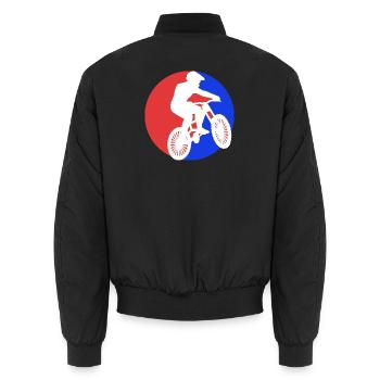 Mountainbiker auf Mountainbike - Unisex Bomberjacke - Schwarz - Hinten - AI Model Male 185 light (185cm)