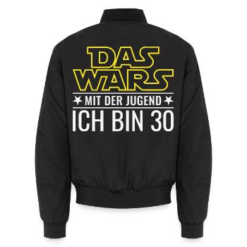 30. Geburtstag Das wars mit der Jugend - Unisex Bomberjacke - Schwarz - Hinten - AI Model Male 185 light (185cm)