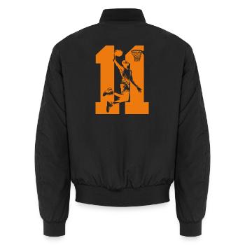 NUMBER 11 BASKETBALL 11TH BIRTHDAY - Unisex Bomber Jacket - black - Back - AI Model Male 185 light (185cm)