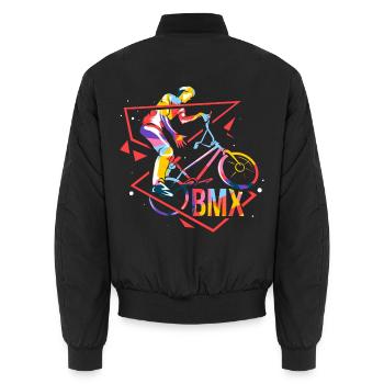 Trickreicher BMX Fahrer Halfpipe - Unisex Bomberjacke - Schwarz - Hinten - AI Model Male 185 light (185cm)