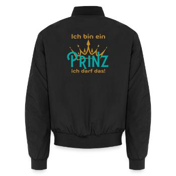 ich bin ein Prinz ich darf das - Lustiger Spruch - Unisex Bomberjacke - Schwarz - Hinten - AI Model Male 185 light (185cm)