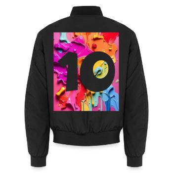 NO. 10 NUMBER 10 COLORFUL 10TH BIRTHDAY - Unisex Bomber Jacket - black - Back - AI Model Male 185 light (185cm)