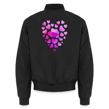 rosa Herzen pinkes Herz - Unisex Bomberjacke - Schwarz - Hinten - AI Model Male 185 light (185cm)