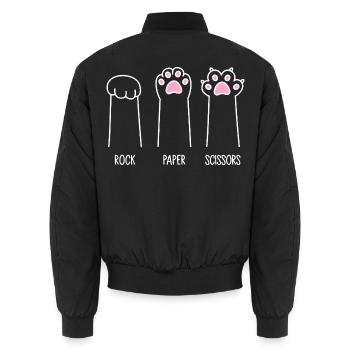 Rock Paper Scissors - Cat Paws - Unisex Bomber Jacket - black - Back - AI Model Male 185 light (185cm)