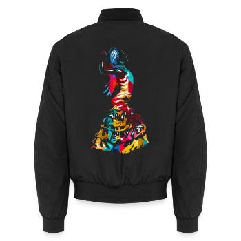 Temperamentvolle Flamenco Gitarre - Unisex Bomberjacke - Schwarz - Hinten - AI Model Male 185 light (185cm)