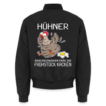 Landwirt Landwirte Huhn Hühner Spruch - Unisex Bomberjacke - Schwarz - Hinten - AI Model Male 185 light (185cm)