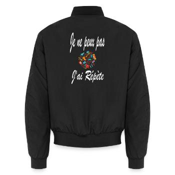Ich kann nicht weiß wiederholen - Unisex Bomberjacke - Schwarz - Hinten - AI Model Male 185 light (185cm)