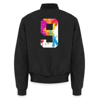 NUMÉRO COLORÉ 9 COLORÉ 9E ANNIVERSAIRE - Bomber unisexe - noir - Dos - AI Model Male 185 light (185cm)