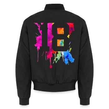 18 YEARS 18TH BIRTHDAY - Unisex Bomber Jacket - black - Back - AI Model Male 185 light (185cm)