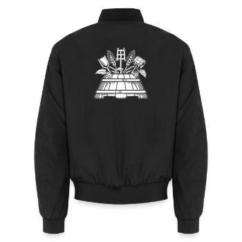 Brewer logo - Unisex Bomber Jacket - black - Back - AI Model Male 185 light (185cm)