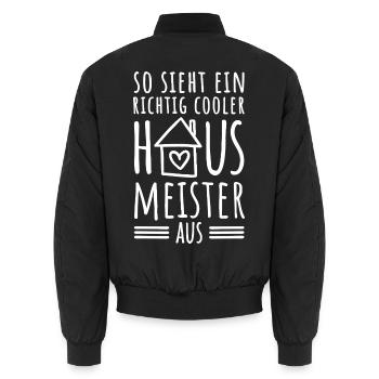 So sieht ein richtig cooler Hausmeister aus - Unisex Bomberjacke - Schwarz - Hinten - AI Model Male 185 light (185cm)