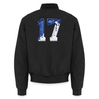 NR. 17 NUMMER 17 BLAU WEIß 17. GEBURTSTAG - Unisex Bomberjacke - Schwarz - Hinten - AI Model Male 185 light (185cm)