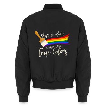 Gay Pride - Unisex Bomber Jacket - black - Back - AI Model Male 185 light (185cm)