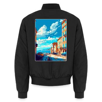 Triest Italien Vintage Reiseposter WPA Souvenir - Unisex Bomberjacke - Schwarz - Hinten - AI Model Male 185 light (185cm)
