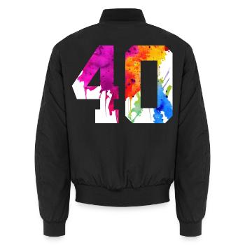 NUMBER 40 YEARS OLD 40TH BIRTHDAY - Unisex Bomber Jacket - black - Back - AI Model Male 185 light (185cm)