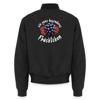 Brombeere Brombeeren Beeren Früchte - Unisex Bomberjacke - Schwarz - Hinten - AI Model Male 185 light (185cm)