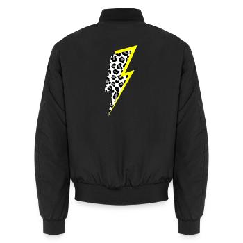 Blitz Leoparden Muster mit Neon-Gelben Schatten - Unisex Bomberjacke - Schwarz - Hinten - AI Model Male 185 light (185cm)