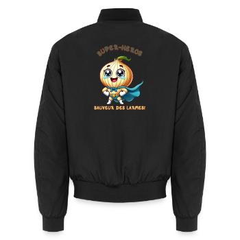 Superheld - Retter der Tränen - Unisex Bomberjacke - Schwarz - Hinten - AI Model Male 185 light (185cm)