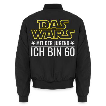60. Geburtstag Das wars mit der Jugend - Unisex Bomberjacke - Schwarz - Hinten - AI Model Male 185 light (185cm)