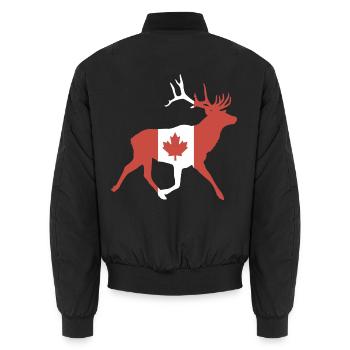 Deer with Canadian flag - Unisex Bomber Jacket - black - Back - AI Model Male 185 light (185cm)