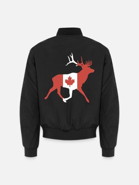 Hirsch mit kanadischer Flagge - Unisex Bomberjacke - Schwarz