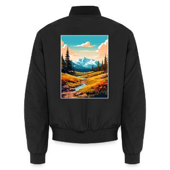 Mount Washington, New Hampshire Reiseposter - Unisex Bomberjacke - Schwarz - Hinten - AI Model Male 185 light (185cm)