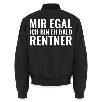 Mir egal ich bin eh bald Rentner - Unisex Bomberjacke - Schwarz - Hinten - AI Model Male 185 light (185cm)