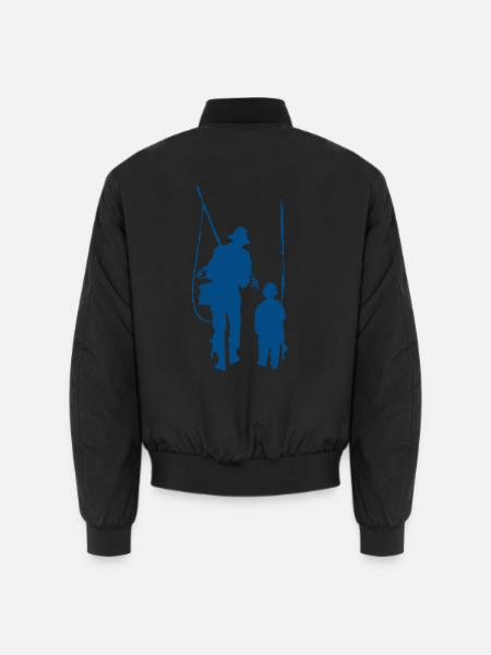 Vater und Sohn beim Angeln. Fischen, - Unisex Bomberjacke - Schwarz