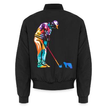 Flinker Minigolfspieler Turnierass - Unisex Bomberjacke - Schwarz - Hinten - AI Model Male 185 light (185cm)