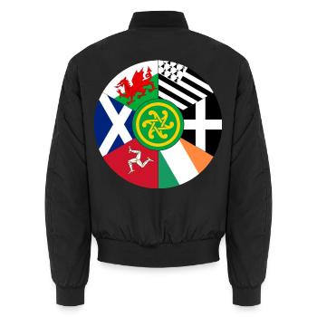 Flaggen der keltischen Nationen, Pan Celtic, Wales, Schottland - Unisex Bomberjacke - Schwarz - Hinten - AI Model Male 185 light (185cm)