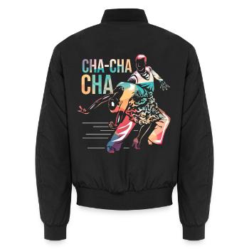 Temperamentvoller Cha Cha Tanzrhythmus - Unisex Bomberjacke - Schwarz - Hinten - AI Model Male 185 light (185cm)