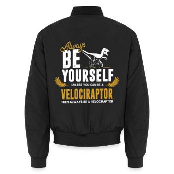 Wendiger Velociraptor Kreidezeit - Unisex Bomberjacke - Schwarz - Hinten - AI Model Male 185 light (185cm)