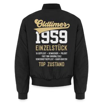 67. GEBURTSTAG OLDTIMER 1959 - Unisex Bomberjacke - Schwarz - Hinten - AI Model Male 185 light (185cm)