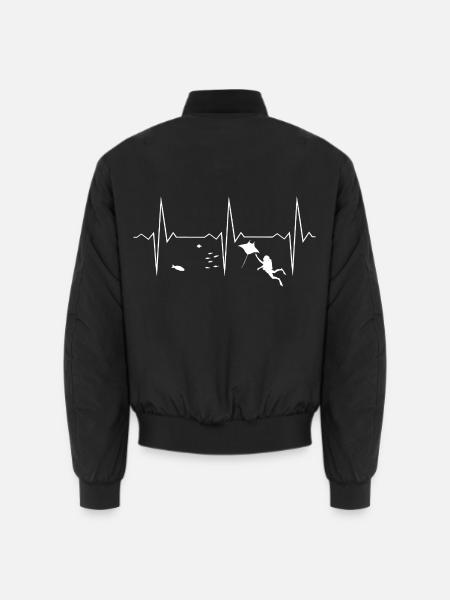 Herzschlag Tauchen - Taucher mit Mantarochen - Unisex Bomberjacke - Schwarz