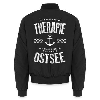 Ich brauch keine Therapie ich muss an die Ostsee - Unisex Bomberjacke - Schwarz - Hinten - AI Model Male 185 light (185cm)