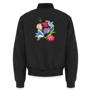 Frühling Flowers - Unisex Bomberjacke - Schwarz - Hinten - AI Model Male 185 light (185cm)